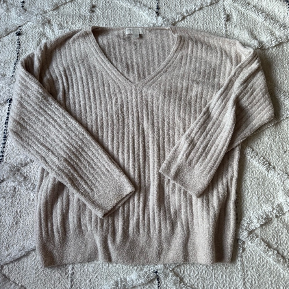 Barefoot Dreams Cream V-Neck Sweater